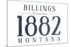 Billings, Montana - Established Date (Blue)-Lantern Press-Mounted Premium Giclee Print