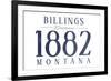 Billings, Montana - Established Date (Blue)-Lantern Press-Framed Art Print