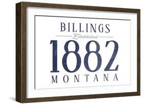 Billings, Montana - Established Date (Blue)-Lantern Press-Framed Art Print