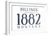 Billings, Montana - Established Date (Blue)-Lantern Press-Framed Art Print