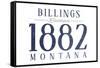 Billings, Montana - Established Date (Blue)-Lantern Press-Framed Stretched Canvas