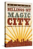 Billings, Montana - Skyline and Sunburst Screenprint Style-Lantern Press-Stretched Canvas