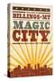 Billings, Montana - Skyline and Sunburst Screenprint Style-Lantern Press-Stretched Canvas