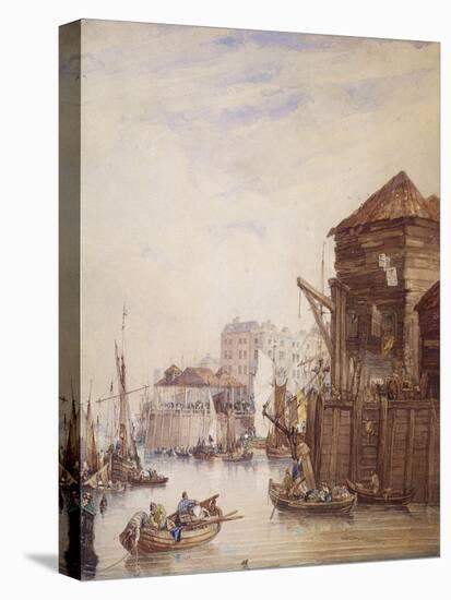 Billingsgate Wharf, London, 1820-Samuel Owen-Stretched Canvas