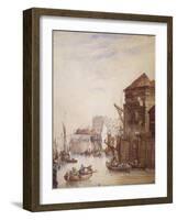 Billingsgate Wharf, London, 1820-Samuel Owen-Framed Giclee Print