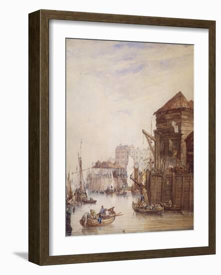 Billingsgate Wharf, London, 1820-Samuel Owen-Framed Giclee Print