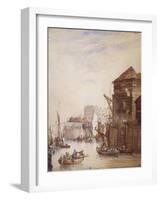 Billingsgate Wharf, London, 1820-Samuel Owen-Framed Giclee Print