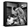 Billy Eckstine backstage with ex-boss, orchestra leader Earl Hines and trumpeter Louis Armstrong-Martha Holmes-Framed Stretched Canvas