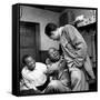 Billy Eckstine backstage with ex-boss, orchestra leader Earl Hines and trumpeter Louis Armstrong-Martha Holmes-Framed Stretched Canvas