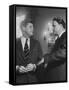 Billy Graham Speaking with President John F. Kennedy at a Prayer Breakfast-null-Framed Stretched Canvas