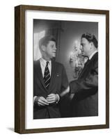 Billy Graham Speaking with President John F. Kennedy at a Prayer Breakfast-null-Framed Photographic Print