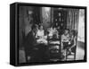 Billy Graham with His Four Children and Wife, Sitting Down for a Family Supper at Home-Ed Clark-Framed Stretched Canvas