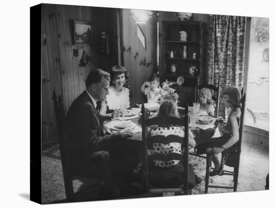 Billy Graham with His Four Children and Wife, Sitting Down for a Family Supper at Home-Ed Clark-Stretched Canvas