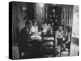 Billy Graham with His Four Children and Wife, Sitting Down for a Family Supper at Home-Ed Clark-Stretched Canvas