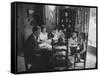 Billy Graham with His Four Children and Wife, Sitting Down for a Family Supper at Home-Ed Clark-Framed Stretched Canvas