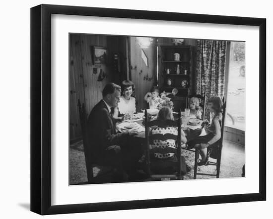 Billy Graham with His Four Children and Wife, Sitting Down for a Family Supper at Home-Ed Clark-Framed Photographic Print