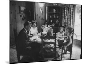 Billy Graham with His Four Children and Wife, Sitting Down for a Family Supper at Home-Ed Clark-Mounted Photographic Print