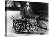 Billy Jones with an Ajs Motorbike, 1914-null-Stretched Canvas