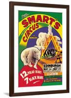 Billy Smart's New World Circus and Menagerie: 12 Polar Bears, 7 Black Bears-null-Framed Art Print