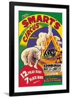 Billy Smart's New World Circus and Menagerie: 12 Polar Bears, 7 Black Bears-null-Framed Art Print