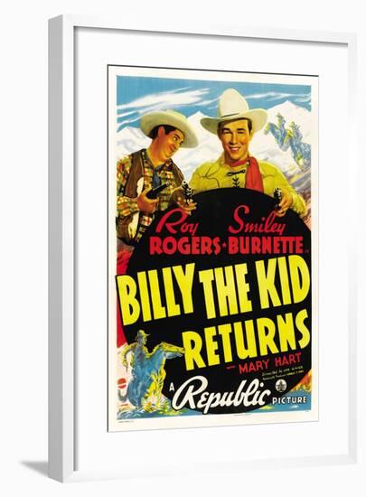 Billy The Kid Returns, Smiley Burnette, Roy Rogers, 1938-null-Framed Art Print