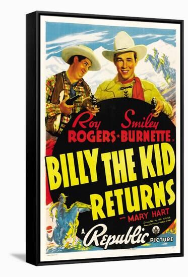 Billy The Kid Returns, Smiley Burnette, Roy Rogers, 1938-null-Framed Stretched Canvas