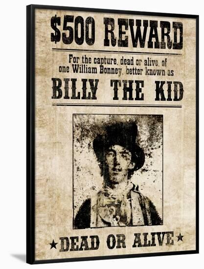 Billy The Kid Western Wanted-null-Framed Poster