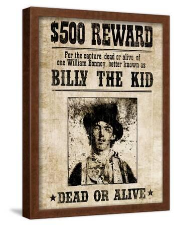 Affiche Murale Métal Billy The Kid Wanted - Décoration Western Rétro 20,3x30,5 Cm