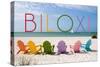 Biloxi, Mississippi - Colorful Beach Chairs-Lantern Press-Stretched Canvas
