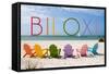 Biloxi, Mississippi - Colorful Beach Chairs-Lantern Press-Framed Stretched Canvas