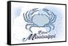 Biloxi, Mississippi - Crab - Blue - Coastal Icon-Lantern Press-Framed Stretched Canvas