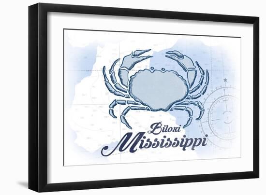 Biloxi, Mississippi - Crab - Blue - Coastal Icon-Lantern Press-Framed Art Print