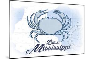 Biloxi, Mississippi - Crab - Blue - Coastal Icon-Lantern Press-Mounted Art Print