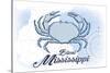 Biloxi, Mississippi - Crab - Blue - Coastal Icon-Lantern Press-Stretched Canvas