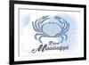 Biloxi, Mississippi - Crab - Blue - Coastal Icon-Lantern Press-Framed Art Print