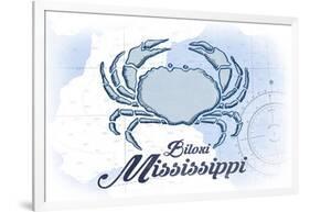 Biloxi, Mississippi - Crab - Blue - Coastal Icon-Lantern Press-Framed Art Print