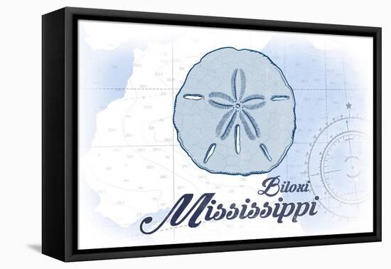 Biloxi, Mississippi - Sand Dollar - Blue - Coastal Icon-Lantern Press-Framed Stretched Canvas