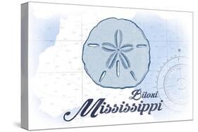 Biloxi, Mississippi - Sand Dollar - Blue - Coastal Icon-Lantern Press-Stretched Canvas