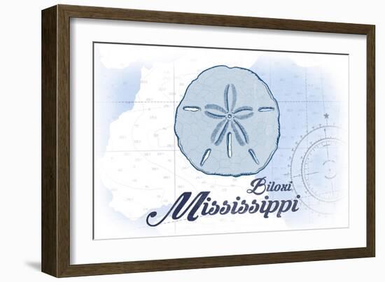 Biloxi, Mississippi - Sand Dollar - Blue - Coastal Icon-Lantern Press-Framed Art Print