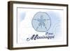 Biloxi, Mississippi - Sand Dollar - Blue - Coastal Icon-Lantern Press-Framed Art Print
