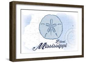 Biloxi, Mississippi - Sand Dollar - Blue - Coastal Icon-Lantern Press-Framed Art Print