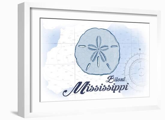 Biloxi, Mississippi - Sand Dollar - Blue - Coastal Icon-Lantern Press-Framed Art Print