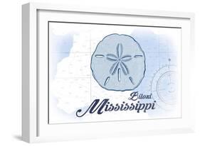 Biloxi, Mississippi - Sand Dollar - Blue - Coastal Icon-Lantern Press-Framed Art Print