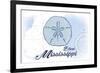 Biloxi, Mississippi - Sand Dollar - Blue - Coastal Icon-Lantern Press-Framed Premium Giclee Print