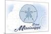 Biloxi, Mississippi - Sand Dollar - Blue - Coastal Icon-Lantern Press-Mounted Premium Giclee Print