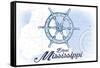 Biloxi, Mississippi - Ship Wheel - Blue - Coastal Icon-Lantern Press-Framed Stretched Canvas