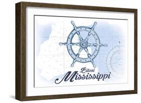 Biloxi, Mississippi - Ship Wheel - Blue - Coastal Icon-Lantern Press-Framed Art Print