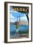 Biloxi, Mississippi - Showboat-Lantern Press-Framed Art Print