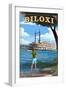 Biloxi, Mississippi - Showboat-Lantern Press-Framed Art Print