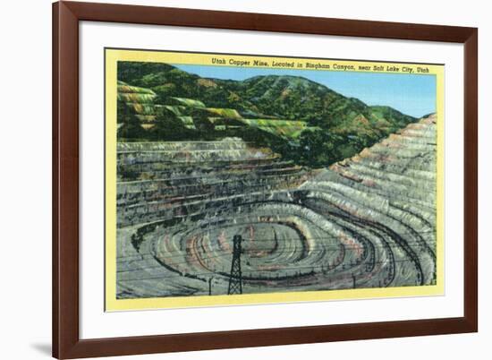 Bingham County, Utah, Aerial View of a Utah Copper Mine near Salt Lake City-Lantern Press-Framed Premium Giclee Print